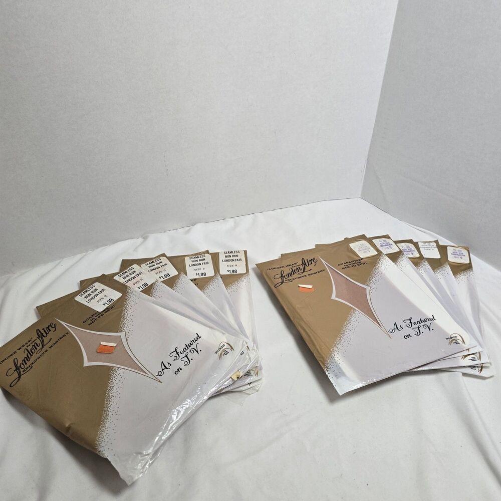 London Aire Hosiery Lot/10 New/Open Trilonized Seamless No Run Sz 9 Nylons Prop